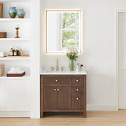 Altair 567036-BK-GW-NM Cerrito 36" Brown Brushed Oak Freestanding Single Sink Bathroom Vanity with Grain White Engineered Stone Top - view 2