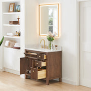 Altair 567036-BK-GW-NM Cerrito 36" Brown Brushed Oak Freestanding Single Sink Bathroom Vanity with Grain White Engineered Stone Top - view 4