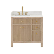 Altair 567036-NK-GW-NM Cerrito 36" Natural Oak Freestanding Single Sink Bathroom Vanity with Grain White Engineered Stone Top