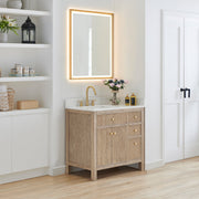 Altair 567036-NK-GW-NM Cerrito 36" Natural Oak Freestanding Single Sink Bathroom Vanity with Grain White Engineered Stone Top - view 3