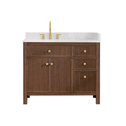 Altair 567042-BK-GW-NM Cerrito 42" Brown Brushed Oak Freestanding Single Sink Bathroom Vanity with Grain White Engineered Stone Top