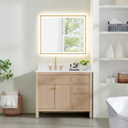 Altair 567042-NK-GW-NM Cerrito 42" Natural Oak Freestanding Single Sink Bathroom Vanity with Grain White Engineered Stone Top - view 2