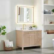 Altair 567042-NK-GW-NM Cerrito 42" Natural Oak Freestanding Single Sink Bathroom Vanity with Grain White Engineered Stone Top - view 3