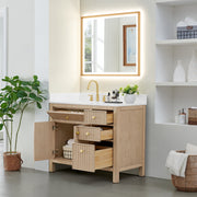 Altair 567042-NK-GW-NM Cerrito 42" Natural Oak Freestanding Single Sink Bathroom Vanity with Grain White Engineered Stone Top - view 4