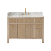 Altair 567048-NK-GW-NM Cerrito 48" Natural Oak Freestanding Single Sink Bathroom Vanity with Grain White Engineered Stone Top