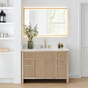 Altair 567048-NK-GW-NM Cerrito 48" Natural Oak Freestanding Single Sink Bathroom Vanity with Grain White Engineered Stone Top - view 2