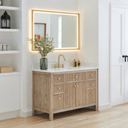 Altair 567048-NK-GW-NM Cerrito 48" Natural Oak Freestanding Single Sink Bathroom Vanity with Grain White Engineered Stone Top - view 3