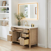 Altair 567048-NK-GW-NM Cerrito 48" Natural Oak Freestanding Single Sink Bathroom Vanity with Grain White Engineered Stone Top - view 4
