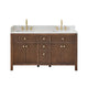 Altair 567060-BK-GW-NM Cerrito 60" Brown Brushed Oak Freestanding Double Sink Bathroom Vanity with Grain White Engineered Stone Top