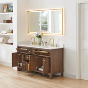 Altair 567060-BK-GW-NM Cerrito 60" Brown Brushed Oak Freestanding Double Sink Bathroom Vanity with Grain White Engineered Stone Top - view 4