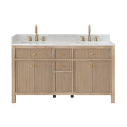 Altair 567060-NK-GW-NM Cerrito 60" Natural Oak Freestanding Double Sink Bathroom Vanity with Grain White Engineered Stone Top