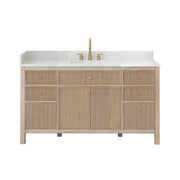Altair 567060S-NK-GW-NM Cerrito 60" Natural Oak Freestanding Single Sink Bathroom Vanity with Grain White Engineered Stone Top