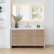 Altair 567060S-NK-GW-NM Cerrito 60" Natural Oak Freestanding Single Sink Bathroom Vanity with Grain White Engineered Stone Top - view 2