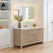 Altair 567060S-NK-GW-NM Cerrito 60" Natural Oak Freestanding Single Sink Bathroom Vanity with Grain White Engineered Stone Top - view 3