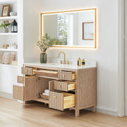 Altair 567060S-NK-GW-NM Cerrito 60" Natural Oak Freestanding Single Sink Bathroom Vanity with Grain White Engineered Stone Top - view 4