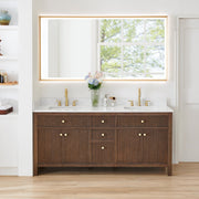 Altair 567072-BK-GW-NM Cerrito 72" Brown Brushed Oak Freestanding Double Sink Bathroom Vanity with Grain White Engineered Stone Top - view 2