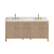 Altair 567072-NK-GW-NM Cerrito 72" Natural Oak Freestanding Double Sink Bathroom Vanity with Grain White Engineered Stone Top