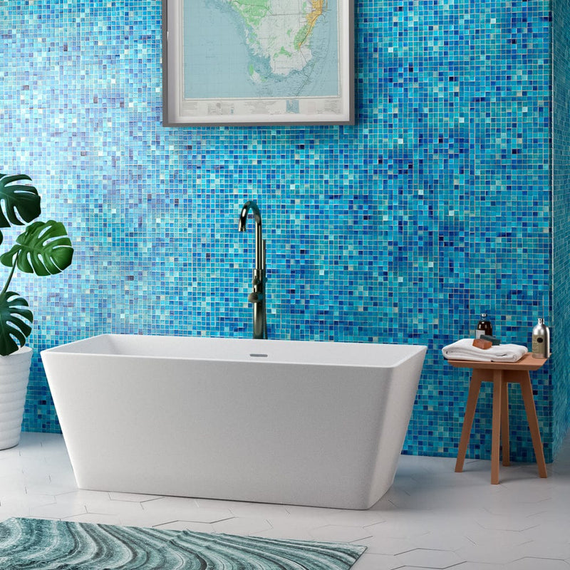 Magnus 110065 59" Platora Solid Surface Stone Resin Freestanding Bathtub