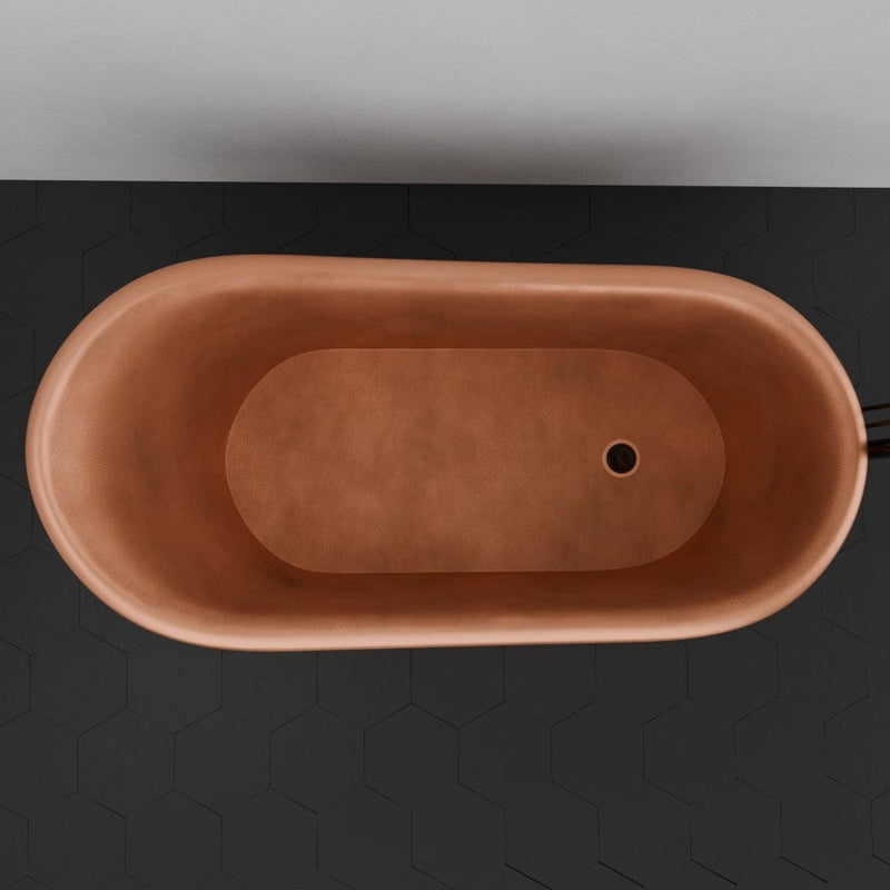 59" Zinsle Hammered Copper Single Slipper Copper Pedestal Tub