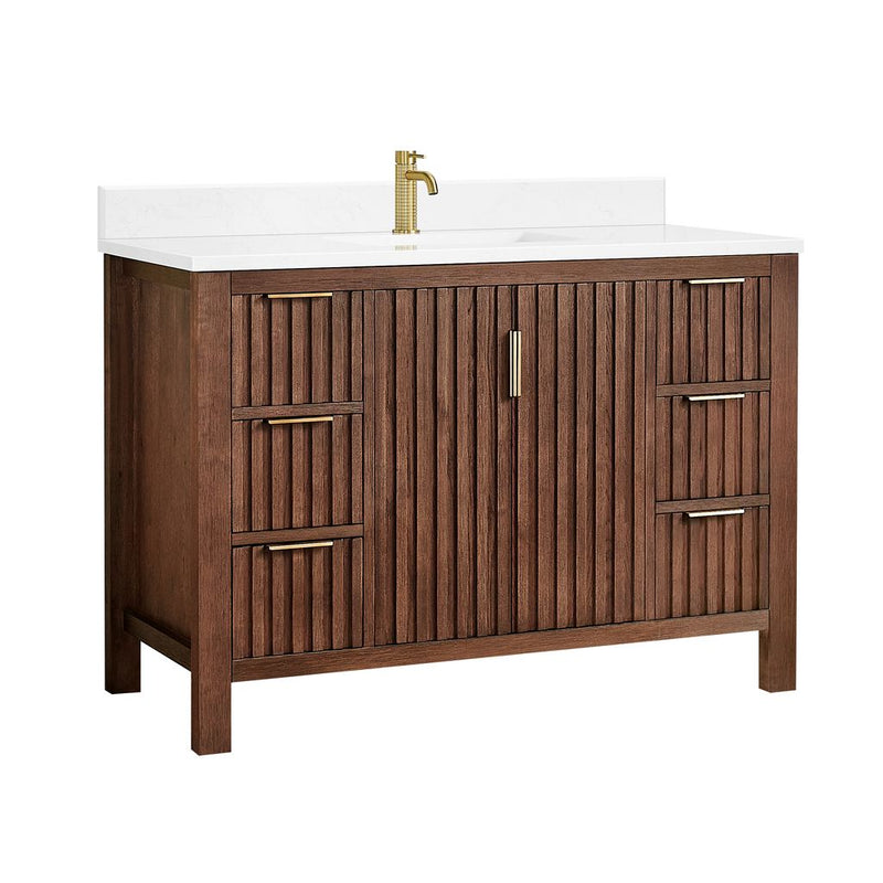 Vinnova 704248-AD-GW Shenzhen 48" Single Sink Bath Vanity in Aged Dark Brown Oak