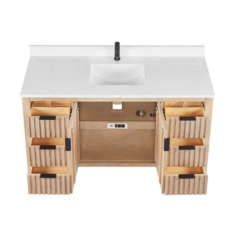 Vinnova 704260-AN-GW Shenzhen 60" Single Sink Bath Vanity in Aged Natural Oak