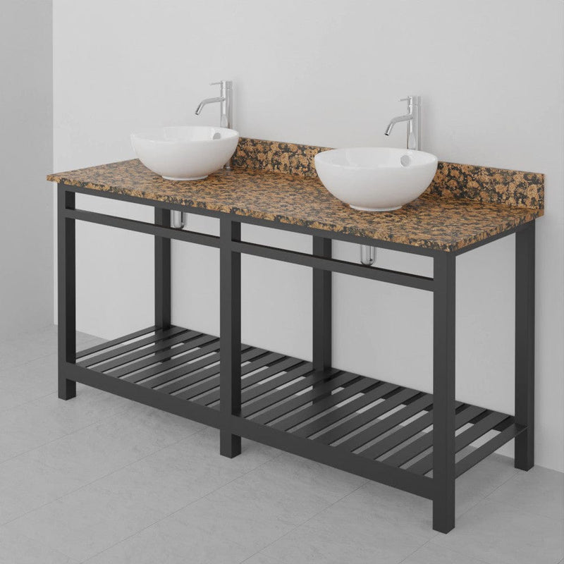 60" Bidley Steel Double Console with Towel Bar for Vessel Sinks