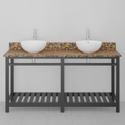 60" Bidley Steel Double Console with Towel Bar for Vessel Sinks
