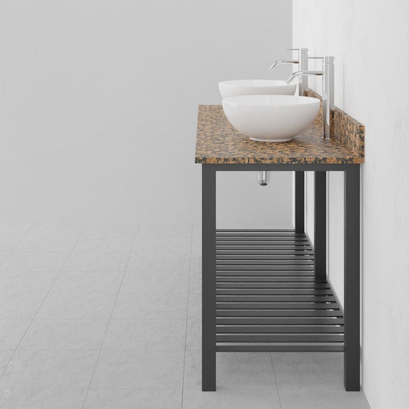 60" Bidley Steel Double Console with Towel Bar for Vessel Sinks