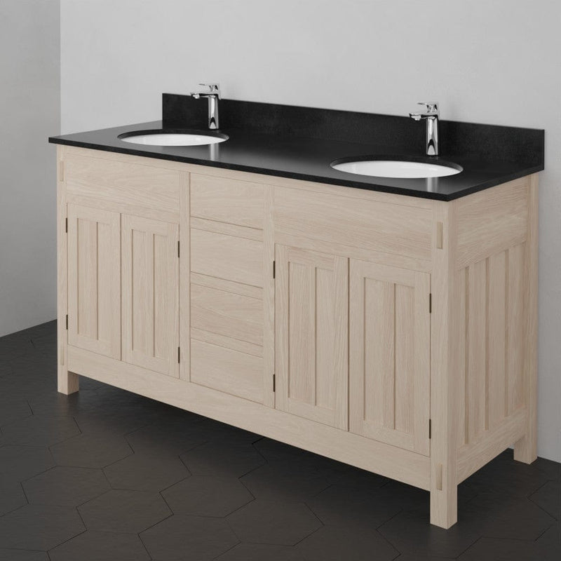 Magnus 138899 60" Mission Unfinished Red Oak Double Vanity for Undermount Sinks - 34" Height