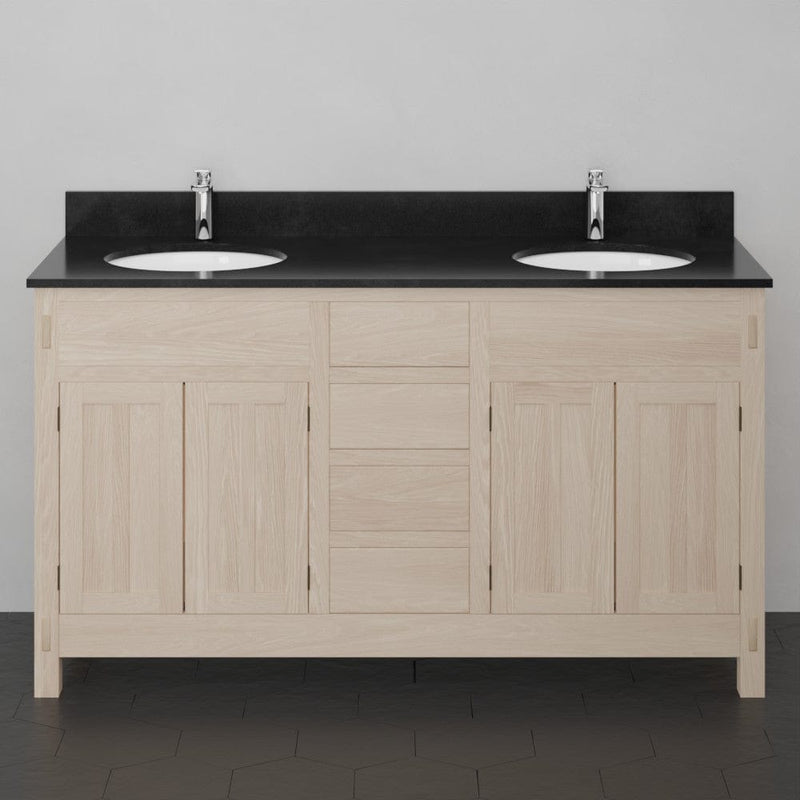 Magnus 138899 60" Mission Unfinished Red Oak Double Vanity for Undermount Sinks - 34" Height