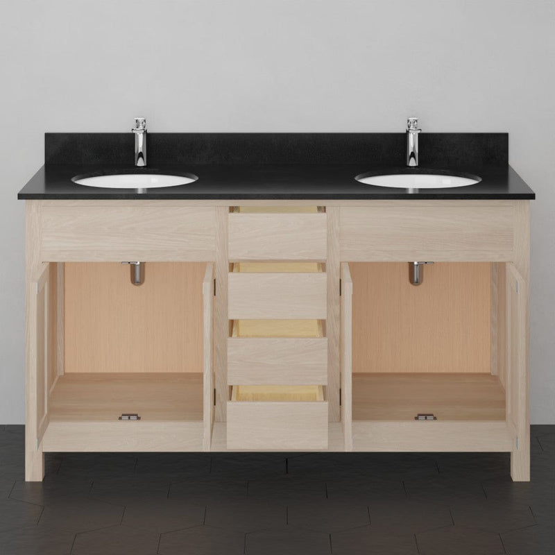 Magnus 138899 60" Mission Unfinished Red Oak Double Vanity for Undermount Sinks - 34" Height