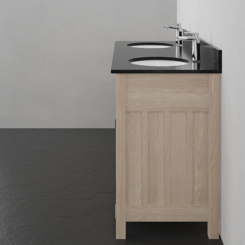 Magnus 138899 60" Mission Unfinished Red Oak Double Vanity for Undermount Sinks - 34" Height
