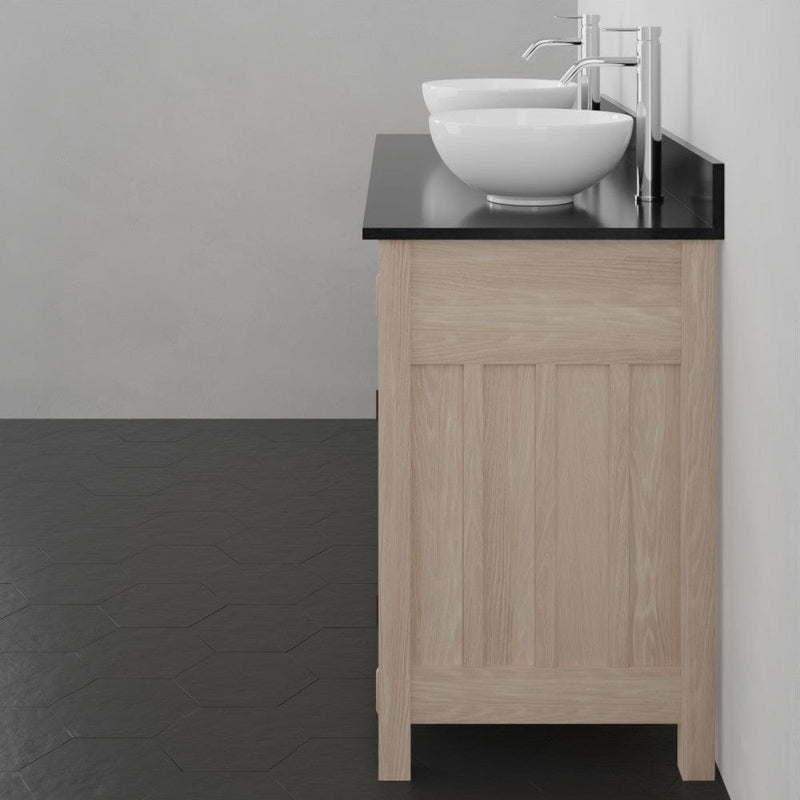 Magnus 138903 60" Mission Unfinished Red Oak Double Vanity for Vessel Sinks - 34" Height
