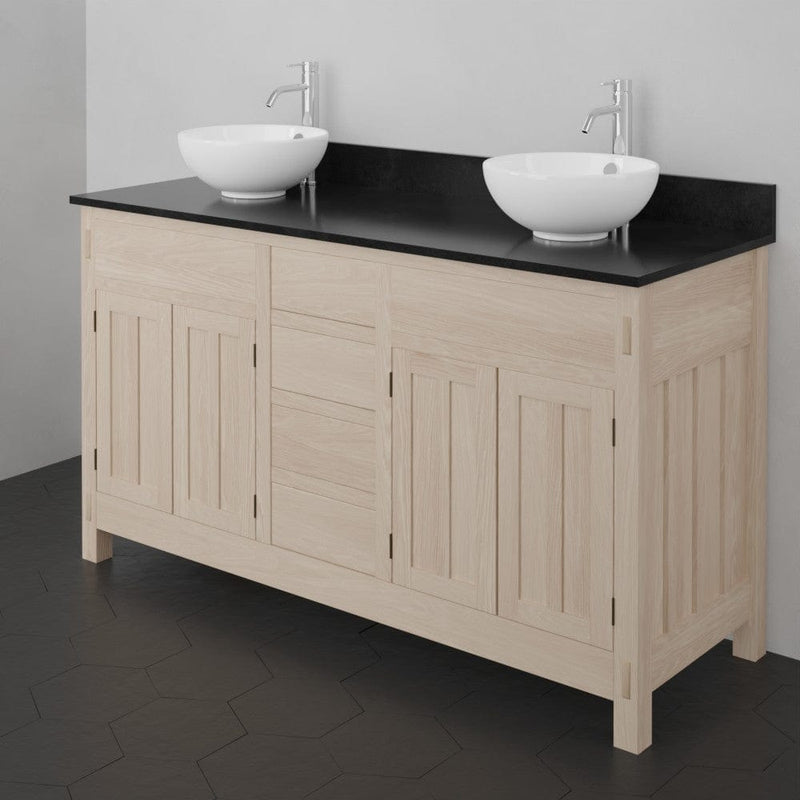 Magnus 138903 60" Mission Unfinished Red Oak Double Vanity for Vessel Sinks - 34" Height