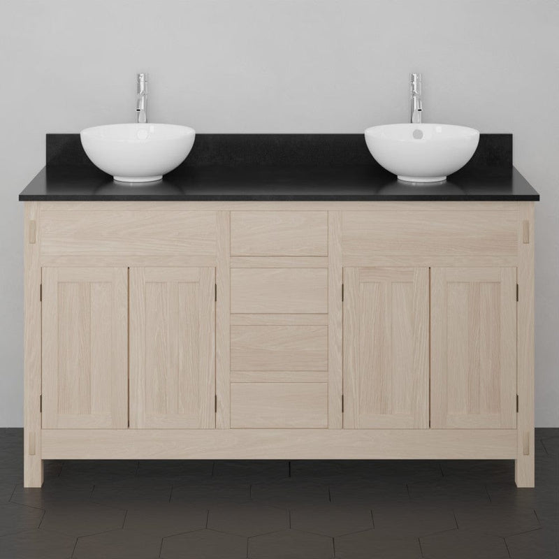 Magnus 138903 60" Mission Unfinished Red Oak Double Vanity for Vessel Sinks - 34" Height
