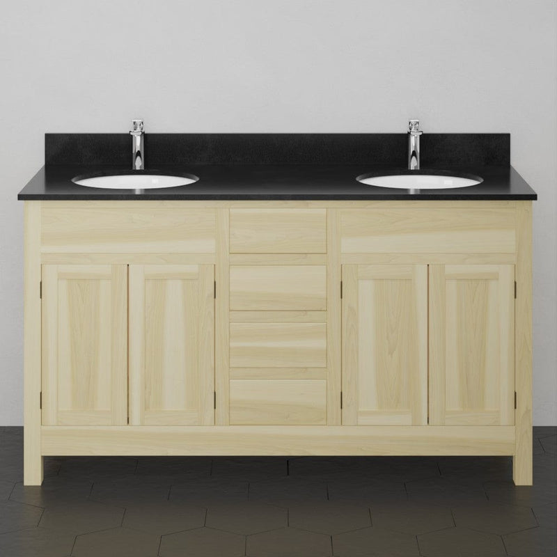 Magnus 156793 60" Unpainted Shaker Style Poplar Wood Double Vanity for Undermount Sink - 34" Height