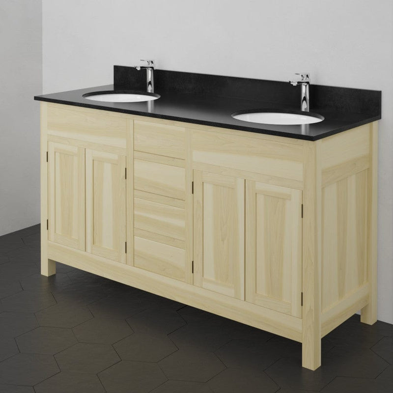 Magnus 156793 60" Unpainted Shaker Style Poplar Wood Double Vanity for Undermount Sink - 34" Height