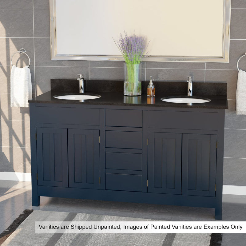 Magnus 156793 60" Unpainted Shaker Style Poplar Wood Double Vanity for Undermount Sink - 34" Height