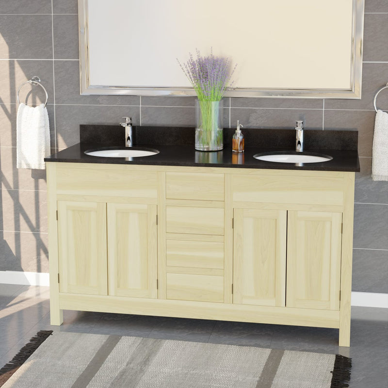 Magnus 156793 60" Unpainted Shaker Style Poplar Wood Double Vanity for Undermount Sink - 34" Height