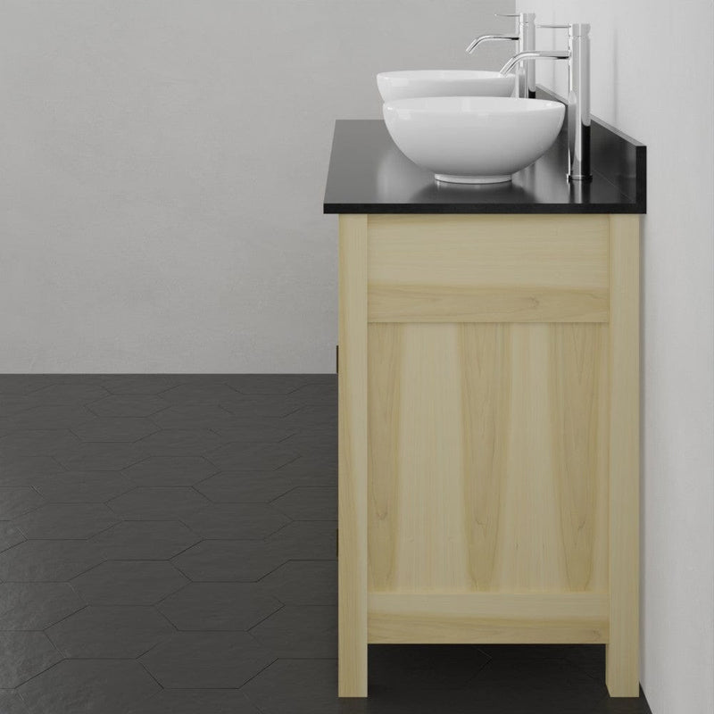 Magnus 156797 60" Unpainted Shaker Style Poplar Wood Double Vanity for Vessel Sink - 34" Height