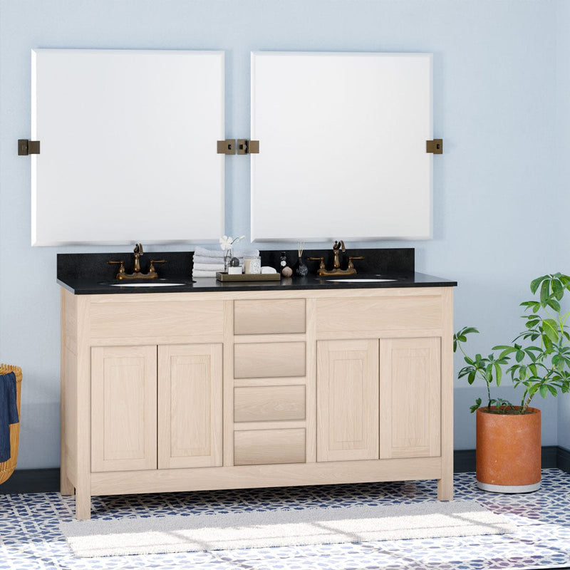 Magnus 148489 60" Vippis Unfinished Red Oak Raised Panel Double Vanity for Undermount Sinks - 34" Height