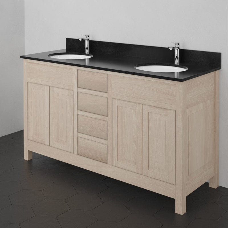 Magnus 148489 60" Vippis Unfinished Red Oak Raised Panel Double Vanity for Undermount Sinks - 34" Height