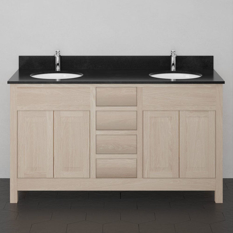 Magnus 148489 60" Vippis Unfinished Red Oak Raised Panel Double Vanity for Undermount Sinks - 34" Height