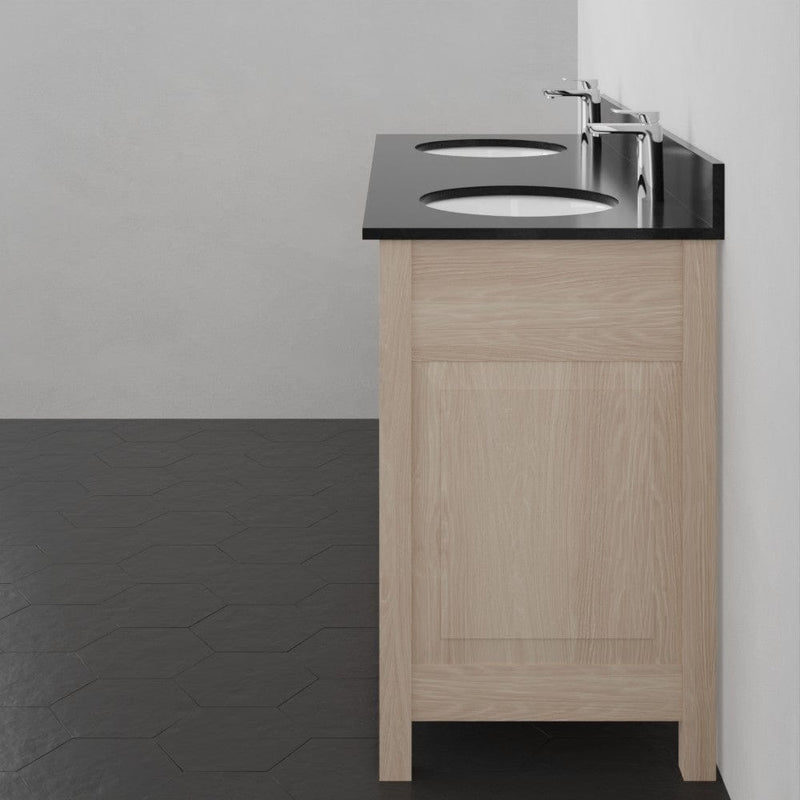 Magnus 148489 60" Vippis Unfinished Red Oak Raised Panel Double Vanity for Undermount Sinks - 34" Height