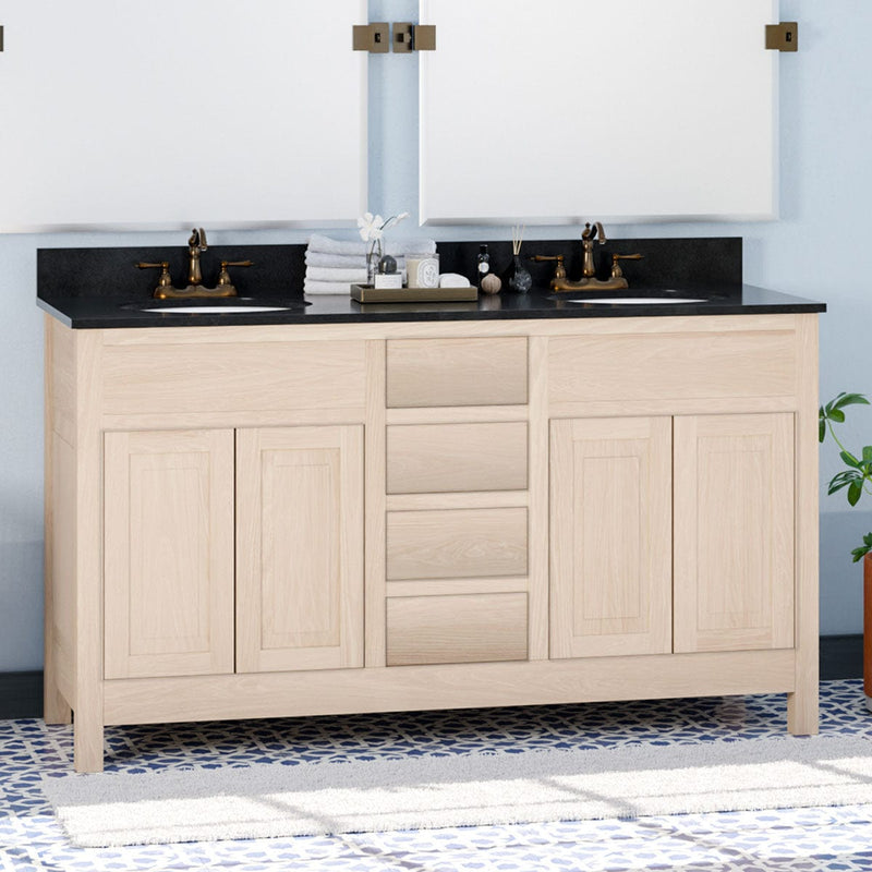 Magnus 148489 60" Vippis Unfinished Red Oak Raised Panel Double Vanity for Undermount Sinks - 34" Height