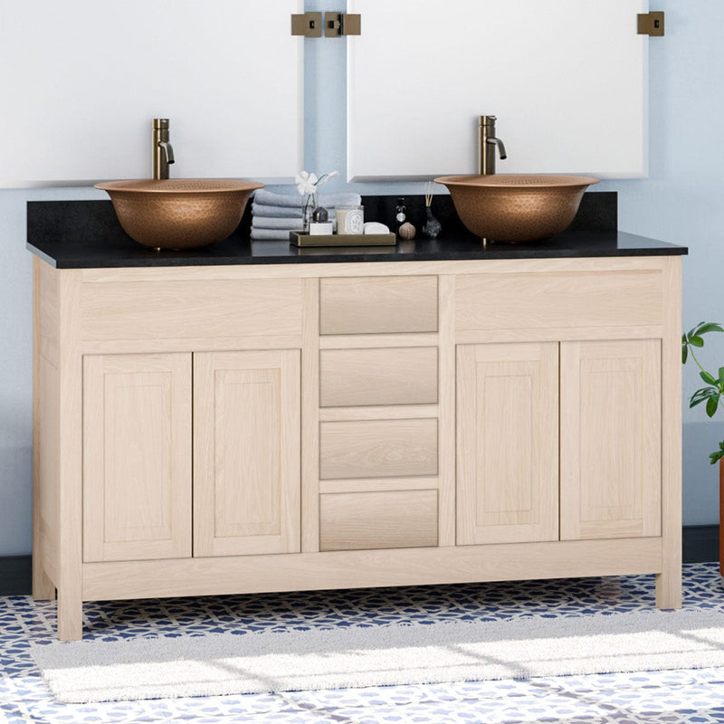 Magnus 148509 60" Vippis Unfinished Red Oak Raised Panel Double Vanity for Vessel Sinks - 34" Height