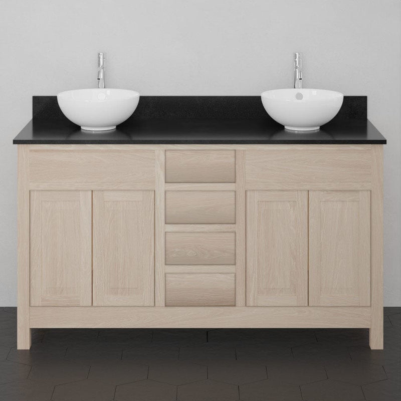 Magnus 148509 60" Vippis Unfinished Red Oak Raised Panel Double Vanity for Vessel Sinks - 34" Height