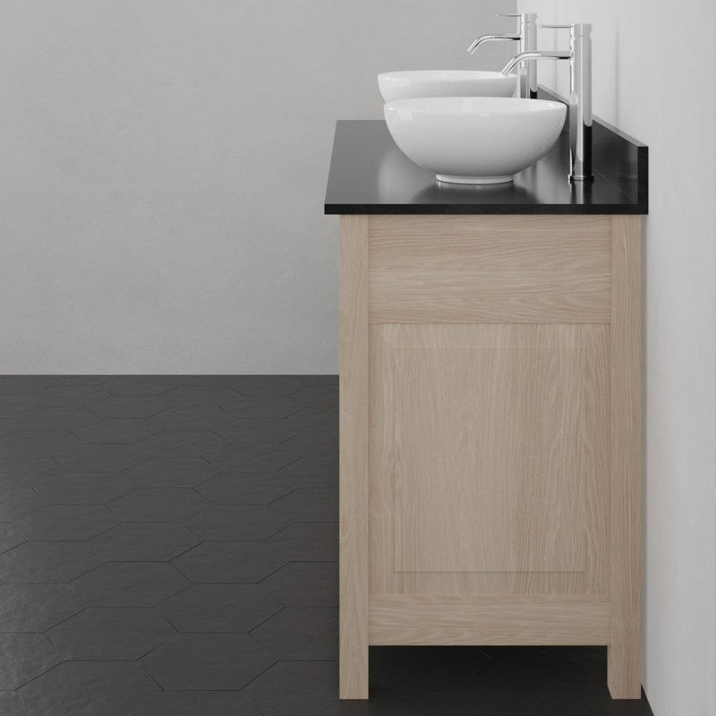 Magnus 148509 60" Vippis Unfinished Red Oak Raised Panel Double Vanity for Vessel Sinks - 34" Height