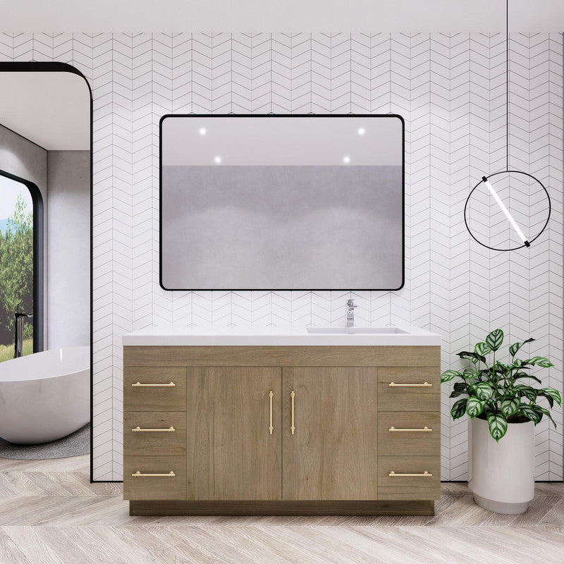 Moreno Bath ELSA60SRFS Elsa 60" Freestanding Vanity with Reinforced Acrylic Single Sink Top (Right Side)