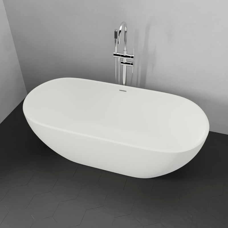 Magnus 132428 63" Algona Solid Surface Stone Resin Freestanding Bathtub